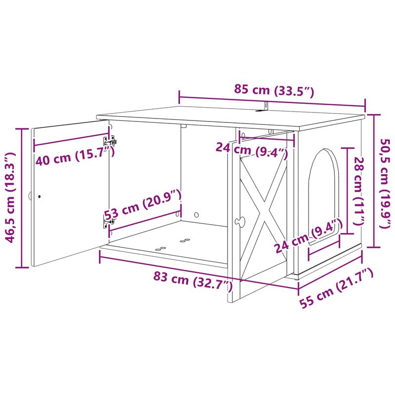 Petshop - Accesorii petshop - Jucarii animale - Ansambluri de joaca - Casa pentru pisici Lemn vechi 85 x 55 x 50 cm Lemn compozit - Infinity.ro