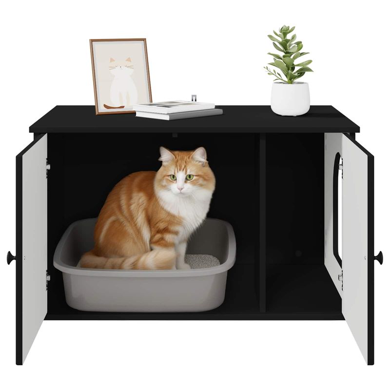 Petshop - Accesorii petshop - Jucarii animale - Ansambluri de joaca - Casa pentru pisici Negru 85 x 55 x 50,5 cm Lemn compozit - Infinity.ro