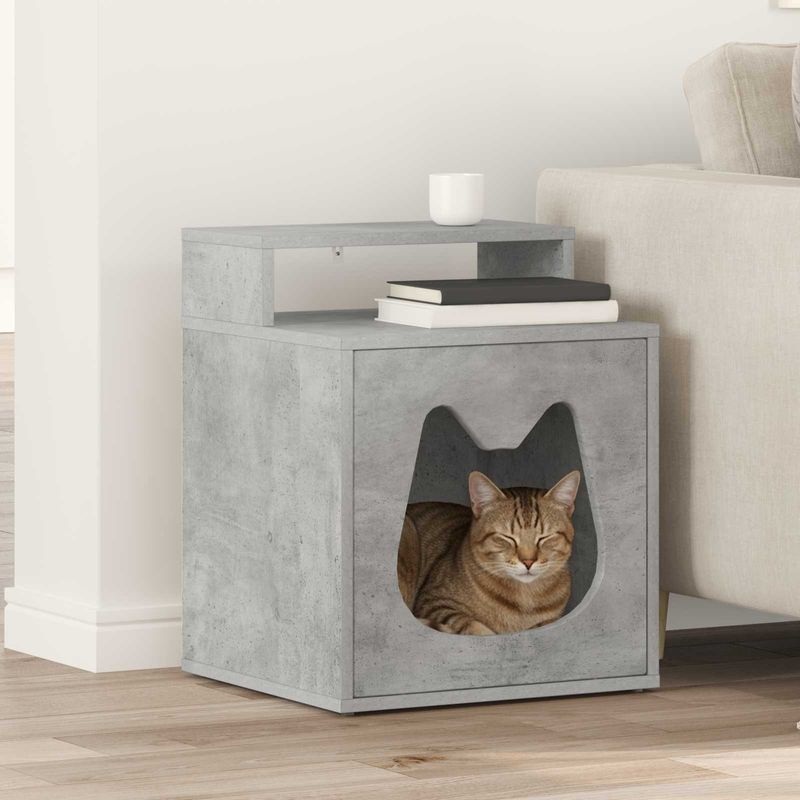 Petshop - Accesorii petshop - Jucarii animale - Ansambluri de joaca - Casa pentru pisici Beton 42,5 x 40 x 53,5 cm Lemn compozit - Infinity.ro