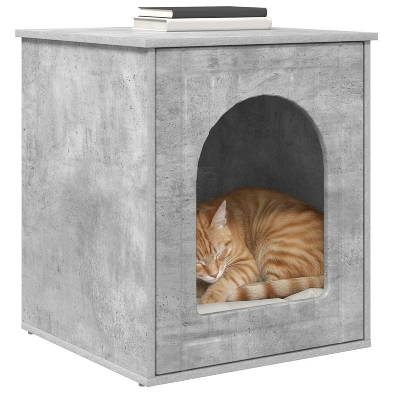 Petshop - Accesorii petshop - Culcusuri si custi - Custi interior si exterior - Casa pentru pisici Beton 53 x 52 x 62 cm Lemn compozit - Infinity.ro