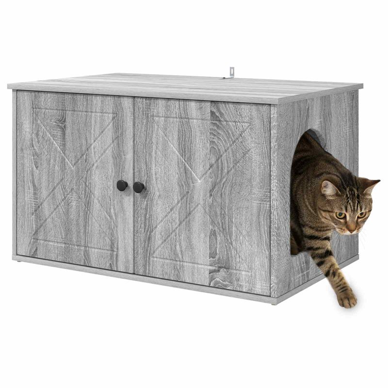 Petshop - Accesorii petshop - Jucarii animale - Ansambluri de joaca - Casa pentru pisici Gri Sonoma 85 x 55 x 50 cm Lemn compozit - Infinity.ro
