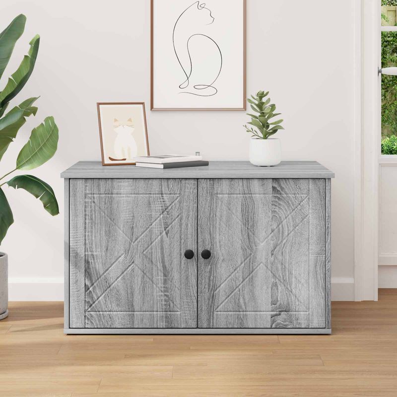 Petshop - Accesorii petshop - Jucarii animale - Ansambluri de joaca - Casa pentru pisici Gri Sonoma 85 x 55 x 50 cm Lemn compozit - Infinity.ro