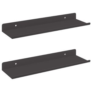 Raft de perete cu Raft Pe perete 2 pcs Negru 80 x 9 x 2.5 cm
