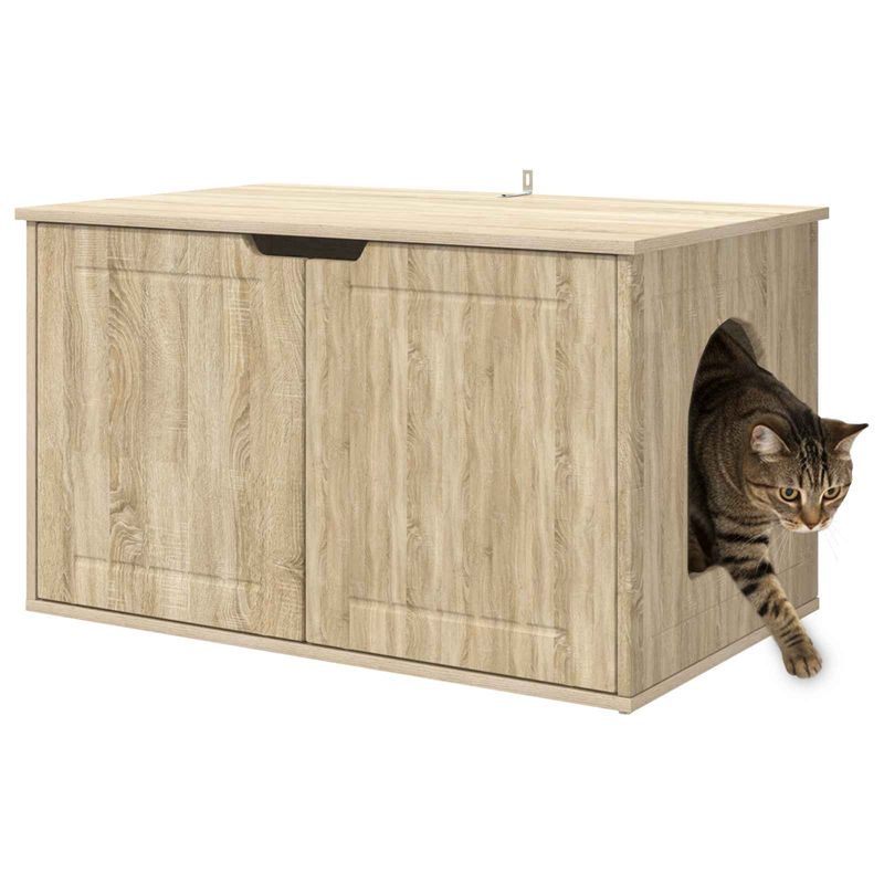Petshop - Accesorii petshop - Culcusuri si custi - Custi interior si exterior - Casa pentru pisici Sonoma 85 x 55 x 53,5 cm Lemn compozit - Infinity.ro