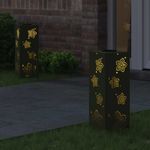 Casa si Gradina - Corpuri si surse de iluminat - Iluminat exterior - Felinare - Lumina LED Solara pentru Alei 2 pcs Verde masliniu - Infinity.ro