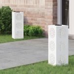 Casa si Gradina - Corpuri si surse de iluminat - Iluminat exterior - Felinare - Lumina LED Solara pentru Alei 2 pcs Alb Otel laminat la rece - Infinity.ro