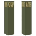 Casa si Gradina - Corpuri si surse de iluminat - Iluminat exterior - Felinare - Lumina LED Solara pentru Alei Herringbone 2 pcs Verde masliniu - Infinity.ro