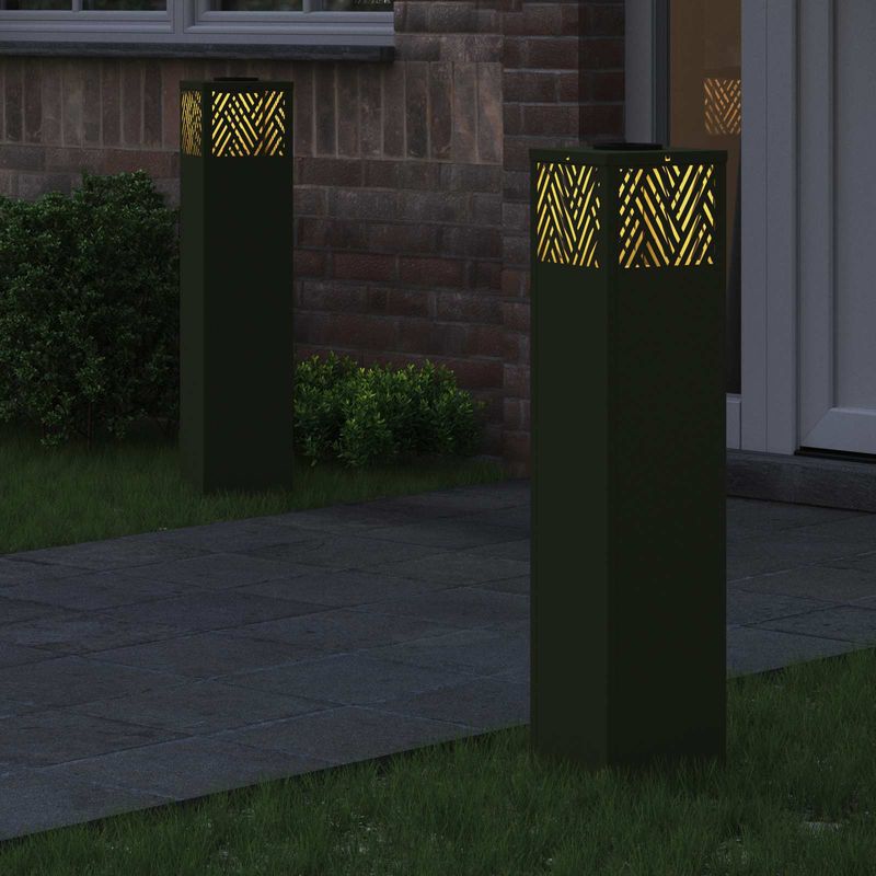 Casa si Gradina - Corpuri si surse de iluminat - Iluminat exterior - Felinare - Lumina LED Solara pentru Alei Herringbone 2 pcs Verde masliniu - Infinity.ro