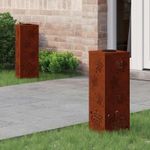 Casa si Gradina - Corpuri si surse de iluminat - Iluminat exterior - Felinare - Lumina LED Solara pentru Alei 2 pcs Otel Corten Otel Corten - Infinity.ro