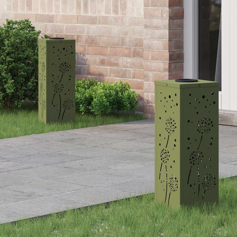 Casa si Gradina - Corpuri si surse de iluminat - Iluminat exterior - Felinare - Lumina LED Solara pentru Alei 2 pcs Verde masliniu - Infinity.ro