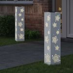 Casa si Gradina - Corpuri si surse de iluminat - Iluminat exterior - Felinare - Lumina LED Solara pentru Alei 2 pcs Alb Otel laminat la rece - Infinity.ro