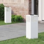 Casa si Gradina - Corpuri si surse de iluminat - Iluminat exterior - Felinare - Lumina LED Solara pentru Alei 2 pcs Alb Otel laminat la rece - Infinity.ro