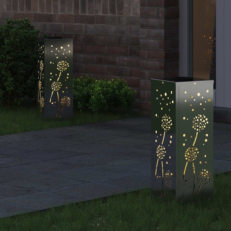 Casa si Gradina - Corpuri si surse de iluminat - Iluminat exterior - Felinare - Lumina LED Solara pentru Alei 2 pcs Galvanizat Galvanizat - Infinity.ro