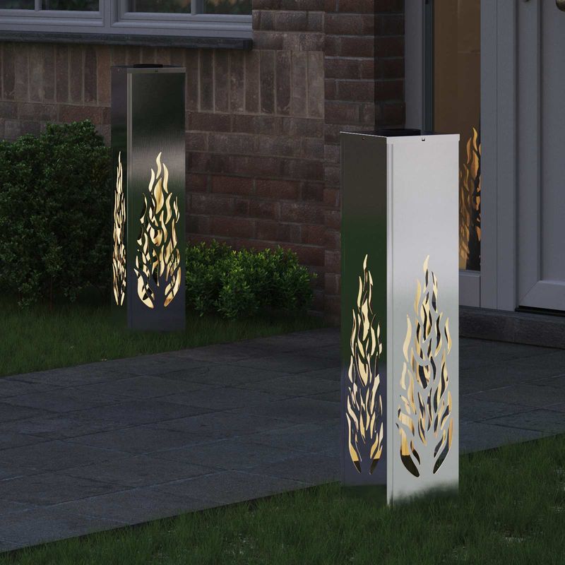 Casa si Gradina - Corpuri si surse de iluminat - Iluminat exterior - Felinare - Lumina LED Solara pentru Alei 2 pcs Otel inoxidabil - Infinity.ro