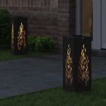 Casa si Gradina - Corpuri si surse de iluminat - Iluminat exterior - Felinare - Lumina LED Solara pentru Alei 2 pcs Negru Otel laminat la rece - Infinity.ro