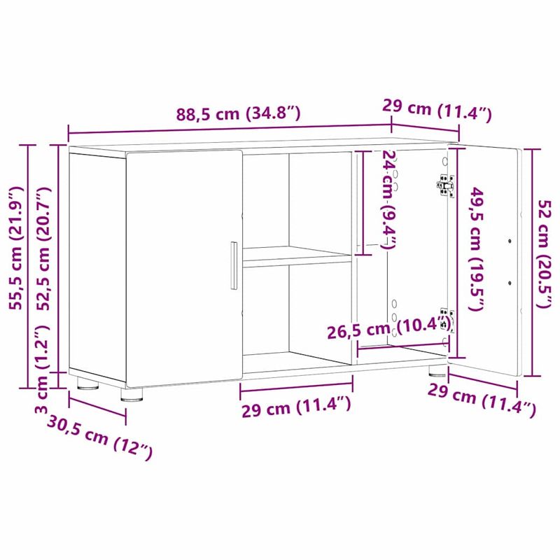 Casa si Gradina - Mobilier - Comode si corpuri - Comode - Bufet Stejar Artizanal 88,5 x 30,5 x 55,5 cm Lemn compozit - Infinity.ro