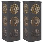 Casa si Gradina - Corpuri si surse de iluminat - Iluminat exterior - Felinare - Lumina LED Solara pentru Alei 2 pcs Negru Otel laminat la rece - Infinity.ro