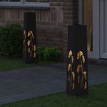 Casa si Gradina - Corpuri si surse de iluminat - Iluminat exterior - Felinare - Lumina LED Solara pentru Alei 2 pcs Negru Otel laminat la rece - Infinity.ro