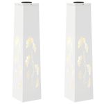 Casa si Gradina - Corpuri si surse de iluminat - Iluminat exterior - Felinare - Lumina LED Solara pentru Alei 2 pcs Alb Otel laminat la rece - Infinity.ro