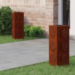 Casa si Gradina - Corpuri si surse de iluminat - Iluminat exterior - Felinare - Lumina LED Solara pentru Alei 2 pcs Otel Corten Otel Corten - Infinity.ro