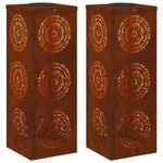 Casa si Gradina - Corpuri si surse de iluminat - Iluminat exterior - Felinare - Lumina LED Solara pentru Alei 2 pcs Otel Corten Otel Corten - Infinity.ro
