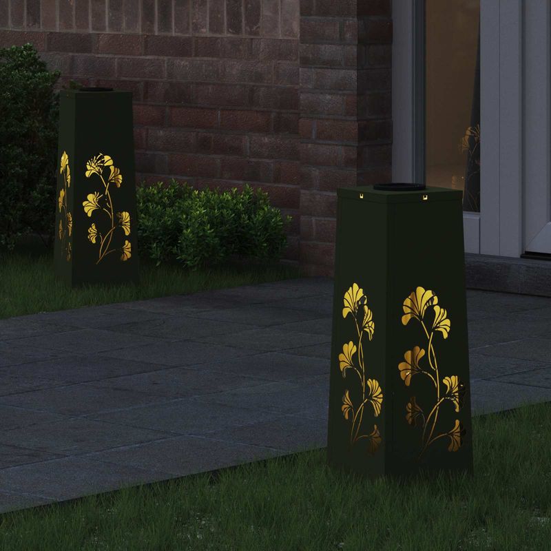 Casa si Gradina - Corpuri si surse de iluminat - Iluminat exterior - Felinare - Lumina LED Solara pentru Alei 2 pcs Verde masliniu - Infinity.ro