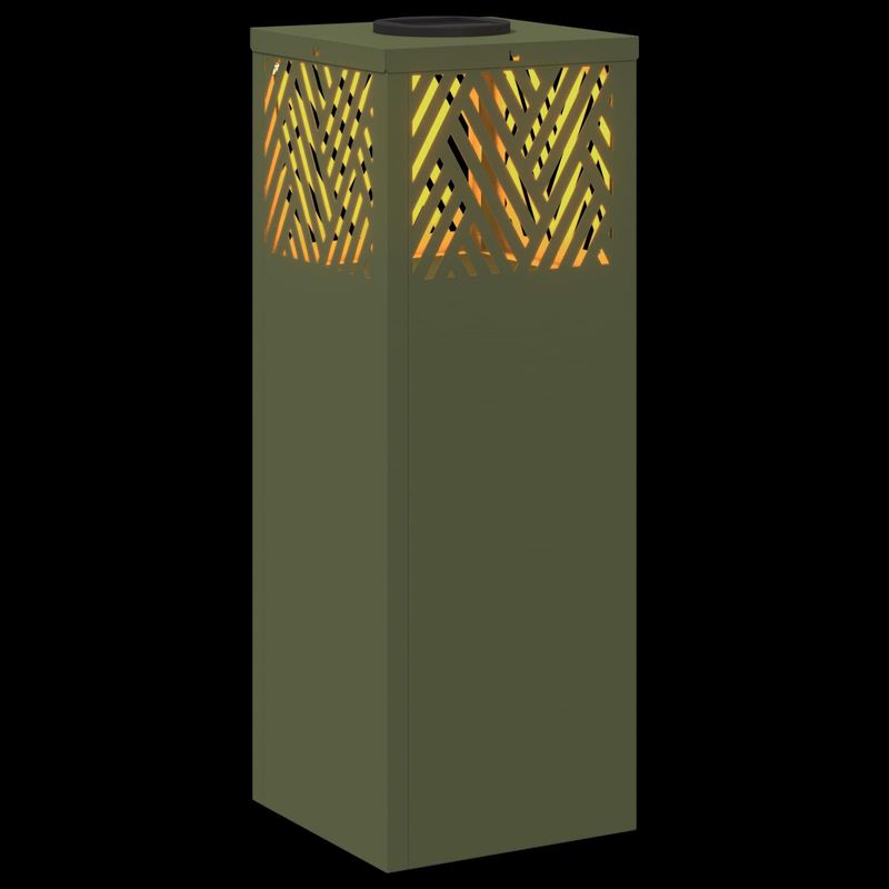 Casa si Gradina - Corpuri si surse de iluminat - Iluminat exterior - Felinare - Lumina LED Solara pentru Alei Herringbone 2 pcs Verde masliniu - Infinity.ro