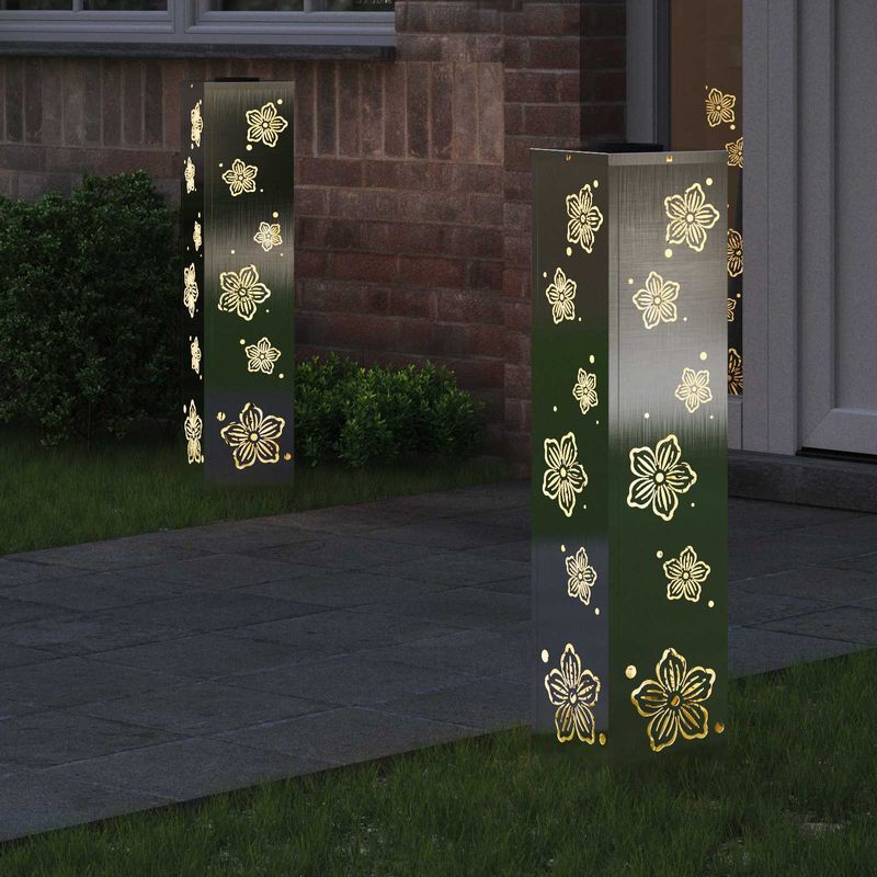 Casa si Gradina - Corpuri si surse de iluminat - Iluminat exterior - Felinare - Lumina LED Solara pentru Alei 2 pcs Otel inoxidabil - Infinity.ro