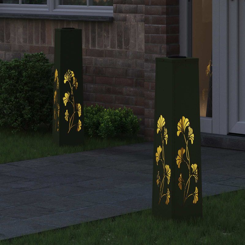 Casa si Gradina - Corpuri si surse de iluminat - Iluminat exterior - Felinare - Lumina LED Solara pentru Alei 2 pcs Verde masliniu - Infinity.ro