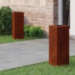 Casa si Gradina - Corpuri si surse de iluminat - Iluminat exterior - Felinare - Lumina LED Solara pentru Alei 2 pcs Otel Corten Otel Corten - Infinity.ro