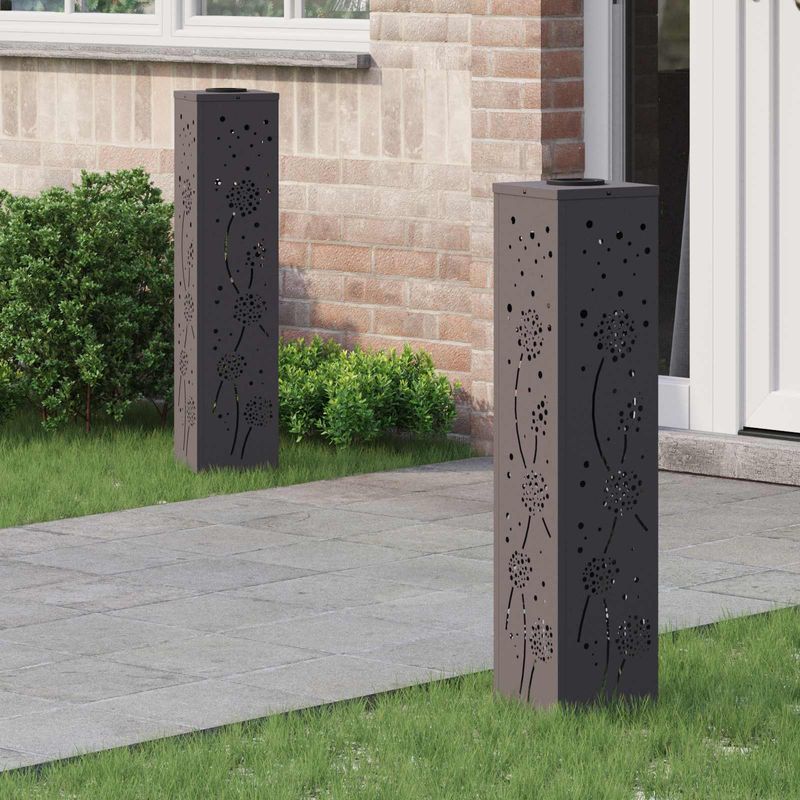 Casa si Gradina - Corpuri si surse de iluminat - Iluminat exterior - Felinare - Lumina LED Solara pentru Alei 2 pcs Negru Otel laminat la rece - Infinity.ro