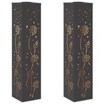 Casa si Gradina - Corpuri si surse de iluminat - Iluminat exterior - Felinare - Lumina LED Solara pentru Alei 2 pcs Negru Otel laminat la rece - Infinity.ro