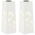 Casa si Gradina - Corpuri si surse de iluminat - Iluminat exterior - Felinare - Lumina LED Solara pentru Alei 2 pcs Alb Otel laminat la rece - Infinity.ro