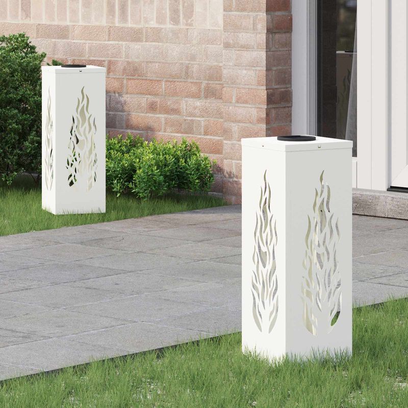 Casa si Gradina - Corpuri si surse de iluminat - Iluminat exterior - Felinare - Lumina LED Solara pentru Alei 2 pcs Alb Otel laminat la rece - Infinity.ro