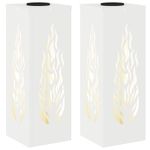 Casa si Gradina - Corpuri si surse de iluminat - Iluminat exterior - Felinare - Lumina LED Solara pentru Alei 2 pcs Alb Otel laminat la rece - Infinity.ro