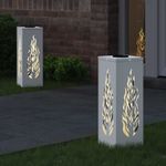Casa si Gradina - Corpuri si surse de iluminat - Iluminat exterior - Felinare - Lumina LED Solara pentru Alei 2 pcs Alb Otel laminat la rece - Infinity.ro