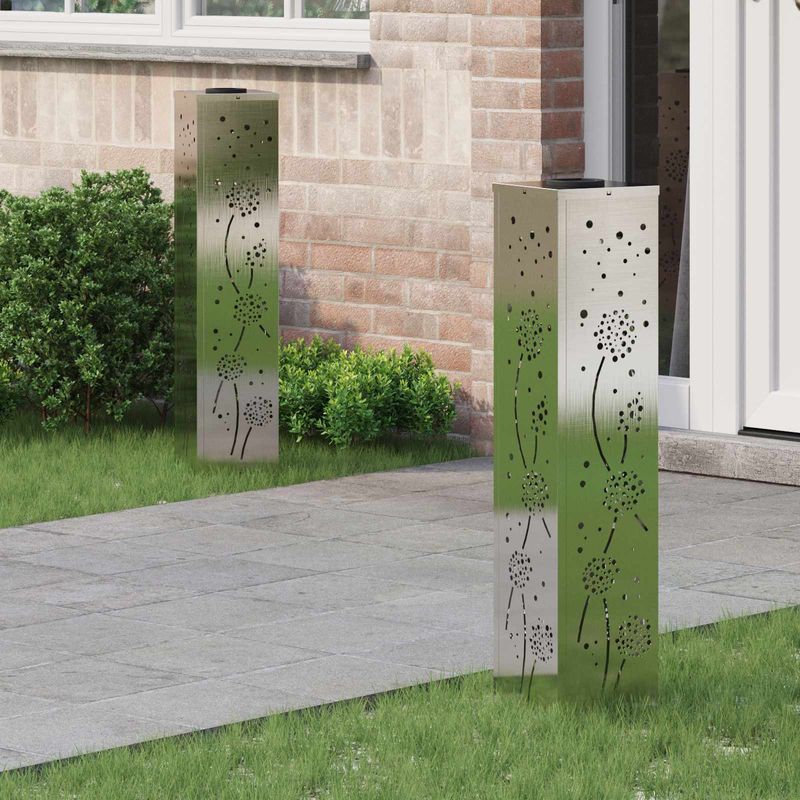 Casa si Gradina - Corpuri si surse de iluminat - Iluminat exterior - Felinare - Lumina LED Solara pentru Alei 2 pcs Otel inoxidabil - Infinity.ro