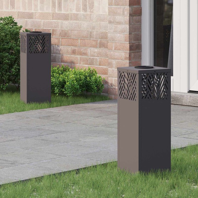 Casa si Gradina - Corpuri si surse de iluminat - Iluminat exterior - Felinare - Lumina LED Solara pentru Alei 2 pcs Negru Otel laminat la rece - Infinity.ro