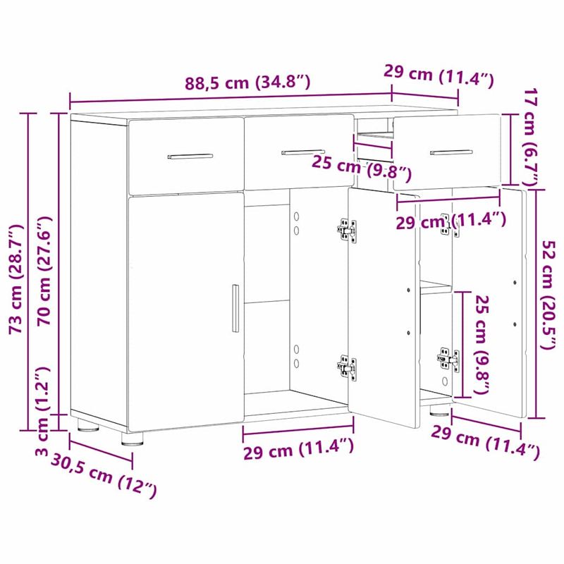 Casa si Gradina - Mobilier - Seturi de mobilier - Seturi living - Bufet cu Raft Stejar Sonoma 88,5 x 30,5 x 73 cm Lemn compozit - Infinity.ro