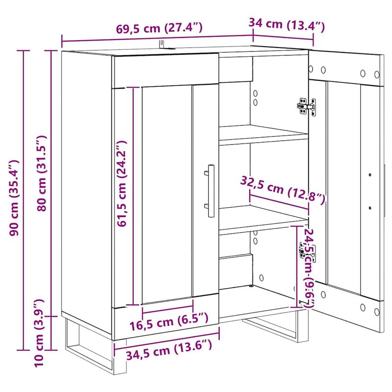 Casa si Gradina - Mobilier - Comode si corpuri - Comode - Bufet Stejar Artizanal 69,5 x 34 x 90 cm Lemn compozit - Infinity.ro