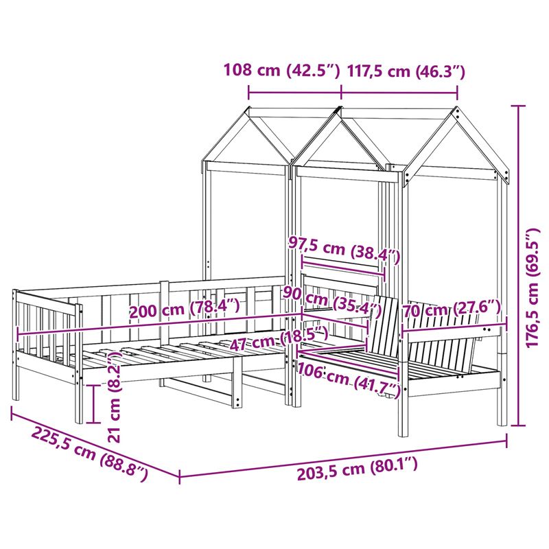 Casa si Gradina - Mobilier - Paturi si accesorii - Paturi - Set de Pat pentru Zi 3 pcs Maroniu cerat Lemn de pin masiv - Infinity.ro