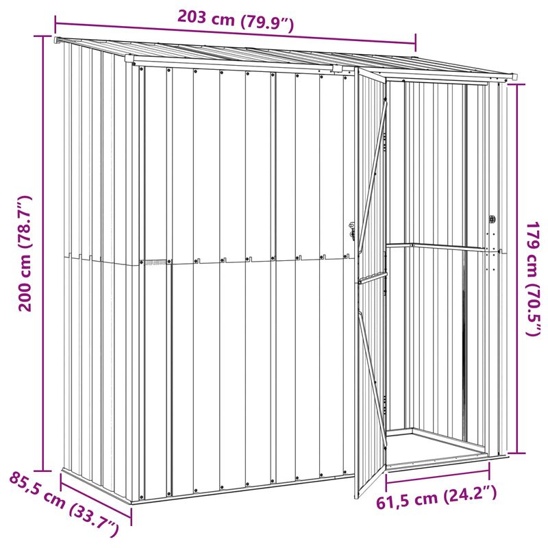 Casa si Gradina - Gradina si terasa - Casute de gradina - Magazii pentru gradina Maro 203 x 85,5 x 200 cm Metal - Infinity.ro