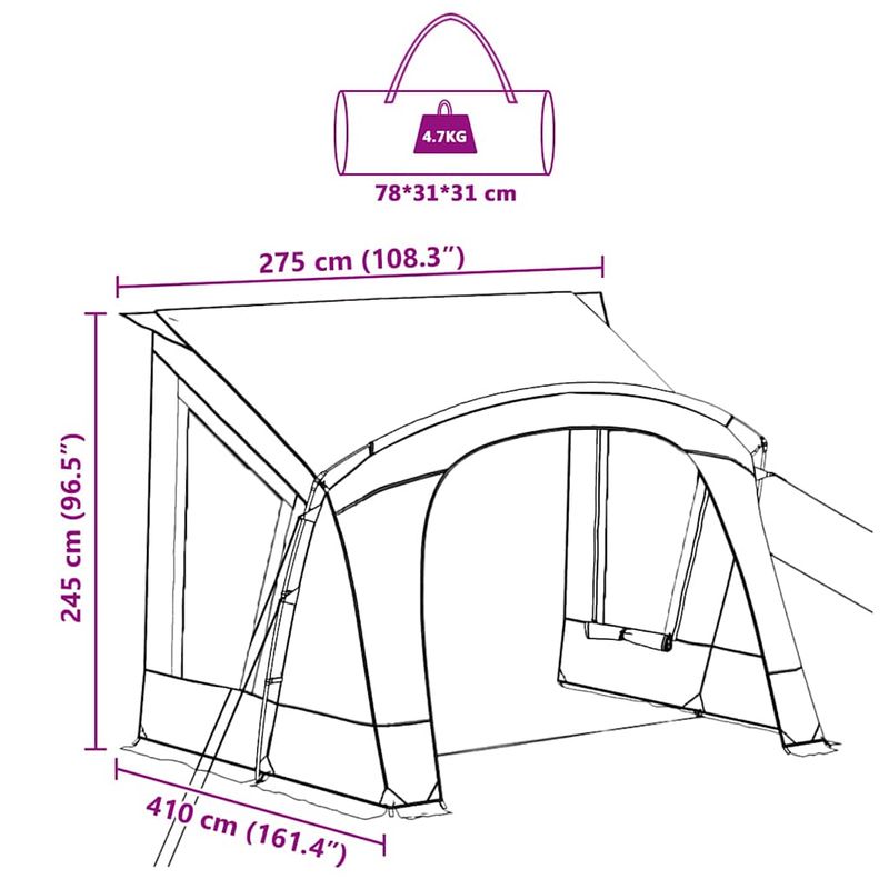 Sport si Outdoor - Camping - Corturi camping - Cort pentru Caravane cu acoperis albastru 410 x 275 x 245 cm - Infinity.ro