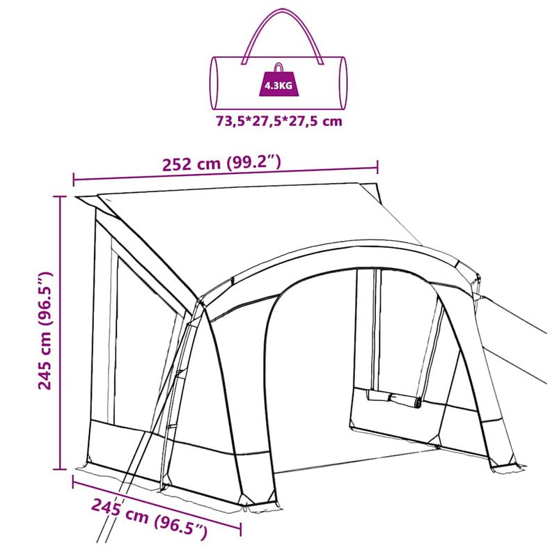 Sport si Outdoor - Camping - Corturi camping - Cort pentru Caravane Gri si Portocalie 252 x 245 x 245 cm - Infinity.ro