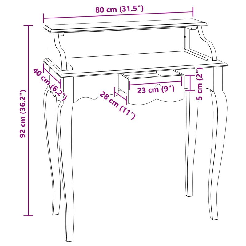 Casa si Gradina - Mobilier - Mese si birouri - Birouri - Birou cu sertar Alb 80 x 40 x 92 cm Lemn masiv de mahon - Infinity.ro