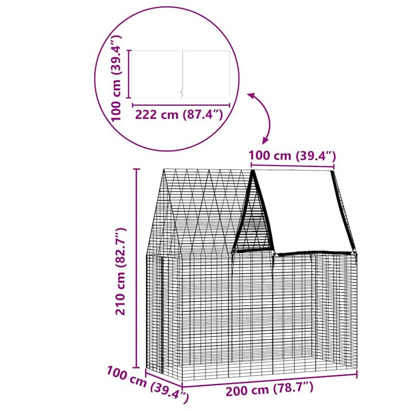 Petshop - Accesorii petshop - Culcusuri si custi - Custi interior si exterior - Custodie pentru iepuri Argintiu 200 x 100 x 210 cm - Infinity.ro