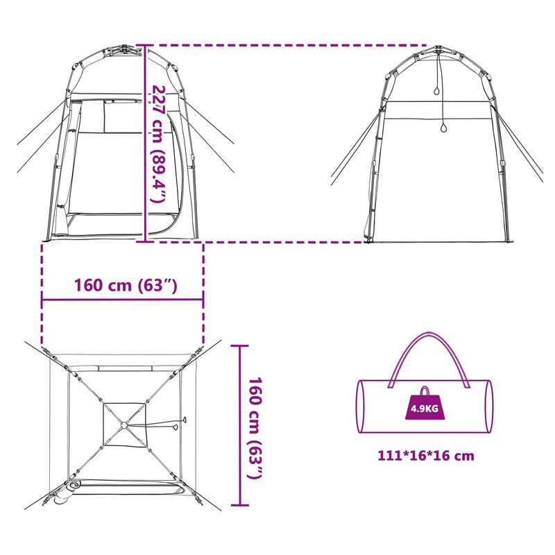 Sport si Outdoor - Camping - Corturi camping - Cort de dus Gri si Portocalie 160 x 160 x 227 cm Otel - Infinity.ro