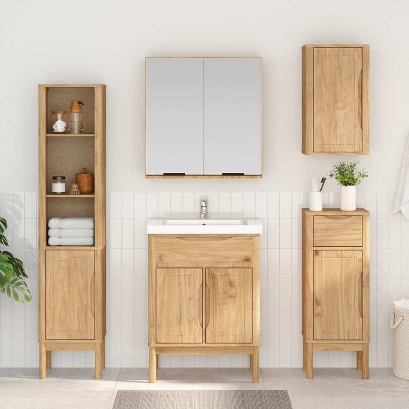 Casa si Gradina - Mobilier - Mobilier baie - Comode baie - Dulap de baie inalt cu Raft Maroniu cerat 35 x 30 x 160 cm - Infinity.ro