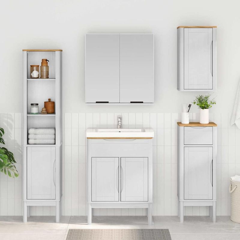 Casa si Gradina - Mobilier - Mobilier baie - Comode baie - Dulap de baie inalt Alb 35 x 30 x 160 cm Lemn de pin masiv - Infinity.ro