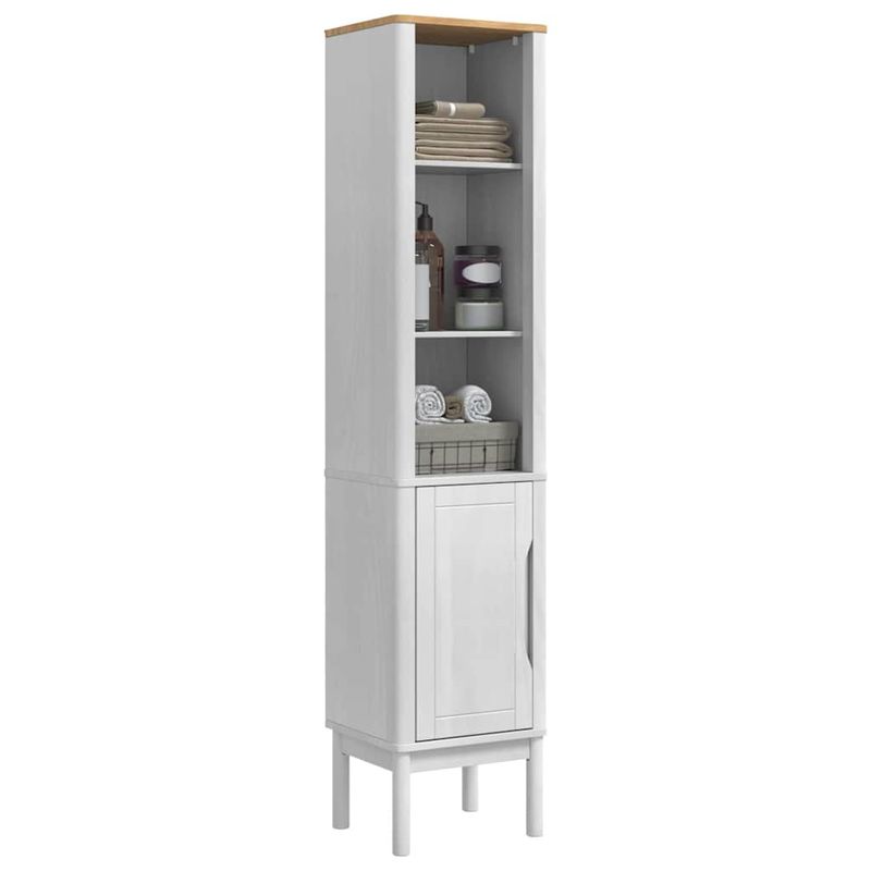 Casa si Gradina - Mobilier - Mobilier baie - Comode baie - Dulap de baie inalt Alb 35 x 30 x 160 cm Lemn de pin masiv - Infinity.ro
